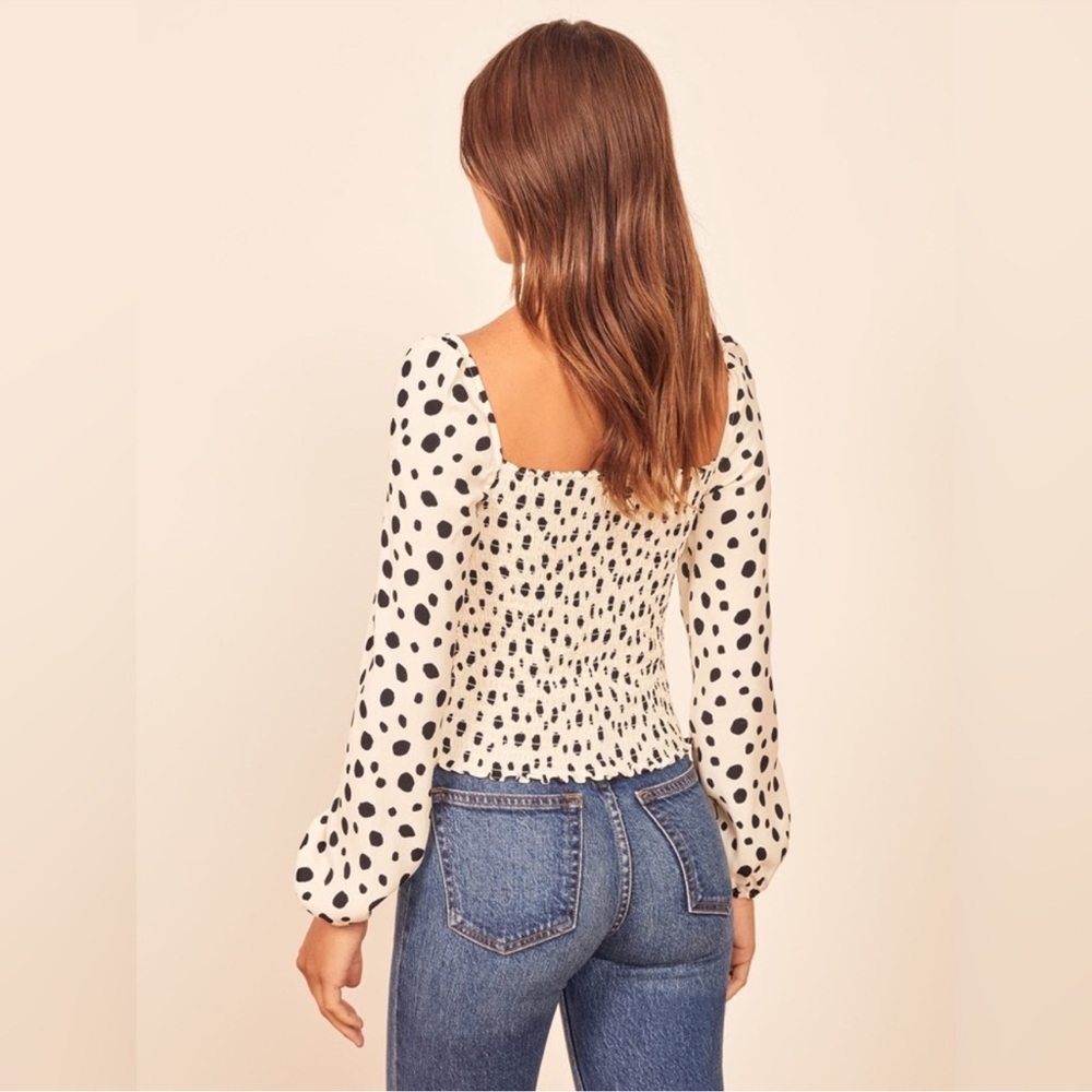 Reformation Reign Polka Dot Top in Ink Blot Size 12 - Picture 3 of 8